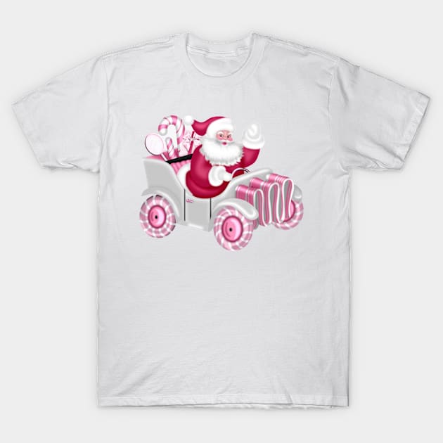 Retro Vintage Pink Santa Claus T-Shirt by Fanu2612